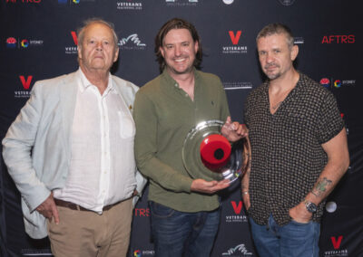 Jury Chair Bruce Beresford with Red Poppy Award Winners for Best Film Michael Schwarz and Matt Nable Best Film Transfusion